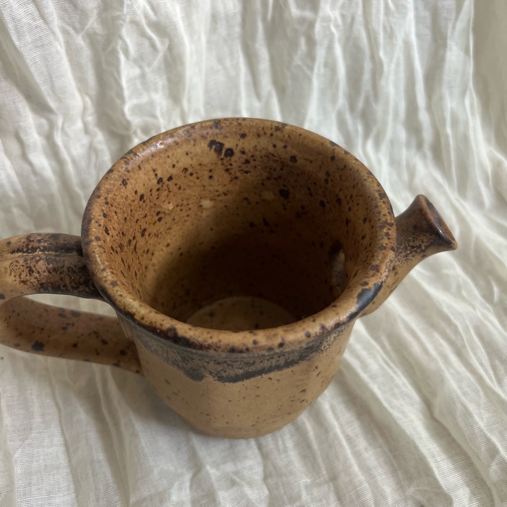 Vintage Speckled Stoneware Watering Pitcher - Picture 5 of 11